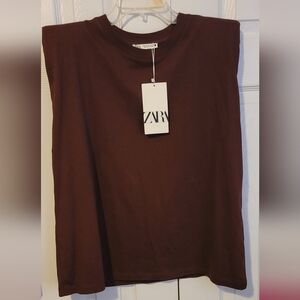 ZARA t-shirt in brown/maroon
